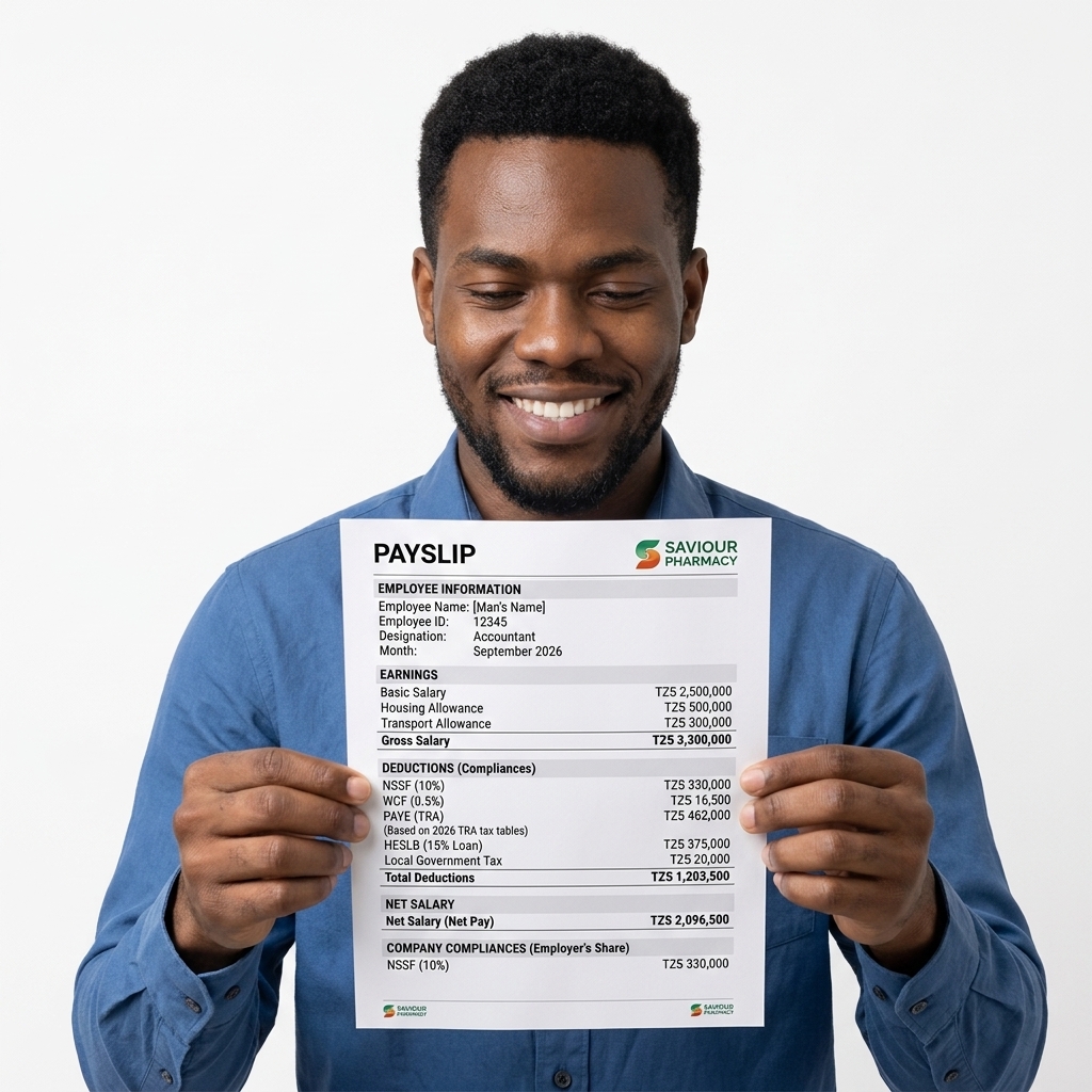 An employee holding a payslip generated by SimpofyPay
