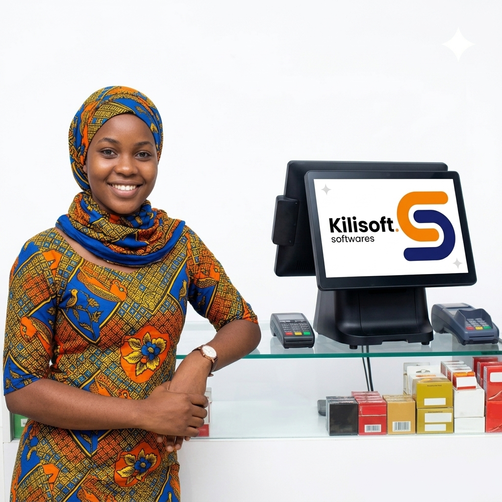 A retailer using SimpofyPOS at her shop counter